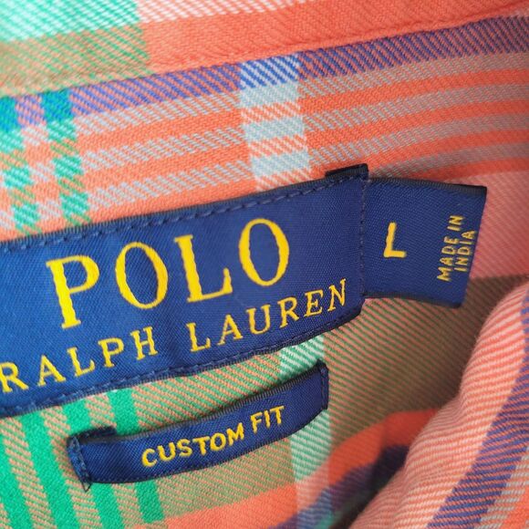 POLO RALPH LAUREN Plaid Button Down Shirt SIze L Cotton Custom Fit Colorful - Picture 7 of 9